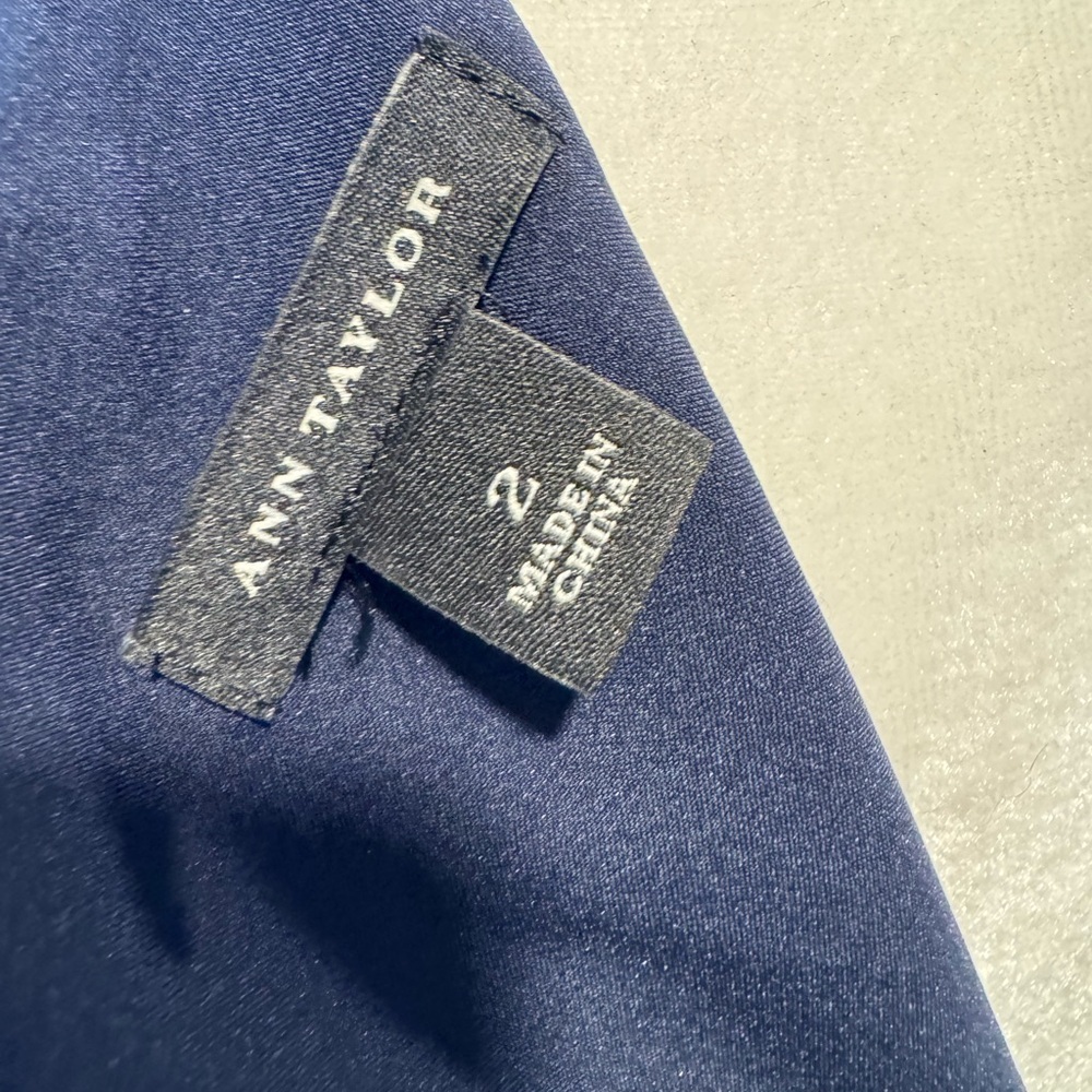 Ann Taylor Dress Black/Blue White pattern size 2 zipper back sleeveless - Picture 4 of 12